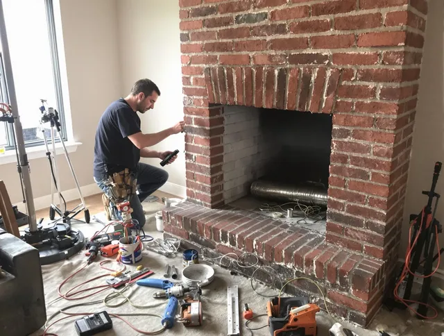Berlin Chimney Sweep specialist finalizing chimney liner service in Berlin, CT