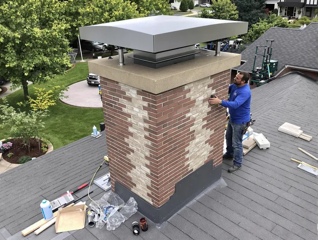 Berlin Chimney Sweep team working on a custom chimney remodel in Berlin, CT