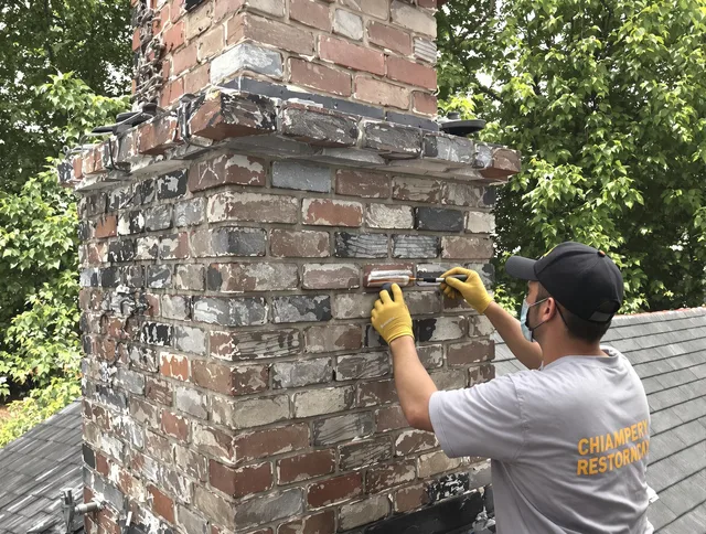 In-progress chimney restoration by Berlin Chimney Sweep in Berlin, CT