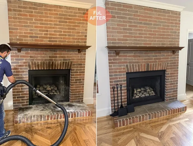 Berlin Chimney Sweep carefully sanitizing a fireplace in Berlin, CT