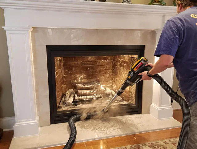 Fireplace cleaning performed by Berlin Chimney Sweep in Berlin, CT